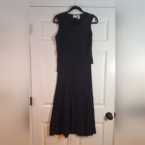 Spiegel Vintage Elegant Black Layered Sleeveless Maxi Dress M